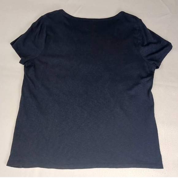 Talbots 2X Navy embroidered & pleated ladder crochet boho top. - Picture 4 of 13